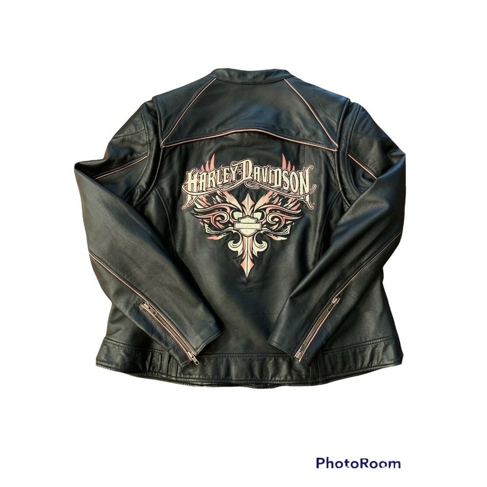 Harley Davidson Motorcycle Leather Riding Women’s Jacket Embroidered Pink 1W
